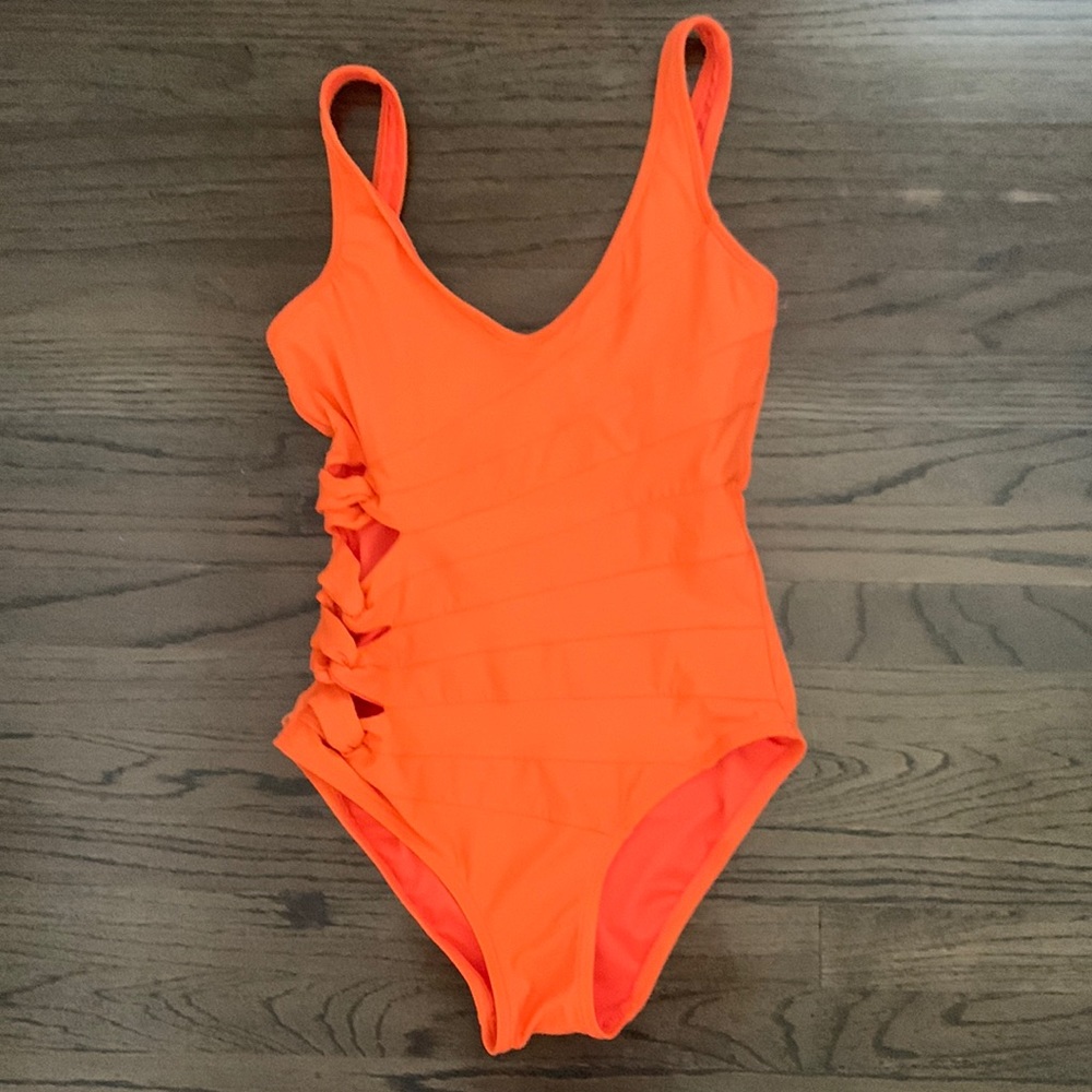 Carmen Marc Valvo * one piece orange cut out swimsuit * size 8